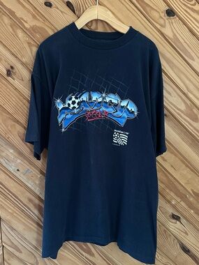 Vintage World Cup Soccer T-shirt Salem Sportswear Navy Size XL